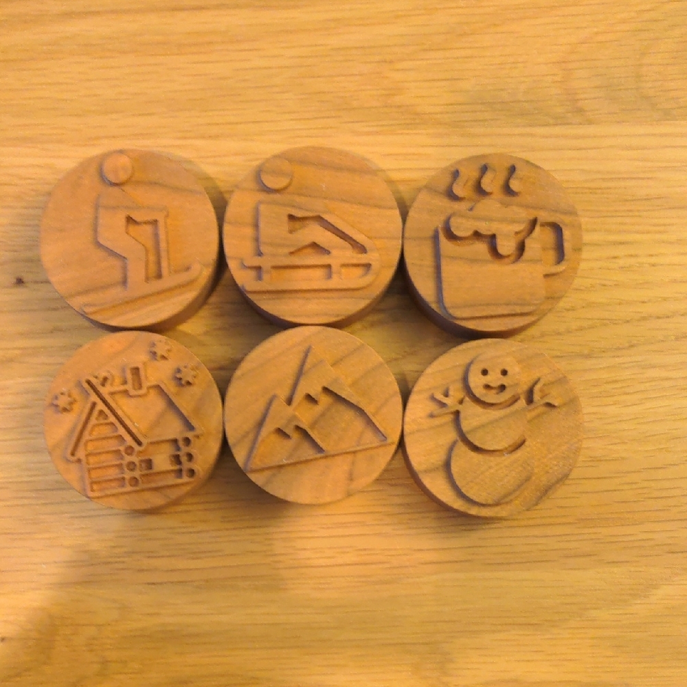 Wooden Winter-Themed Play Dough Stamps Set 6 pc - Picture 2 of 2